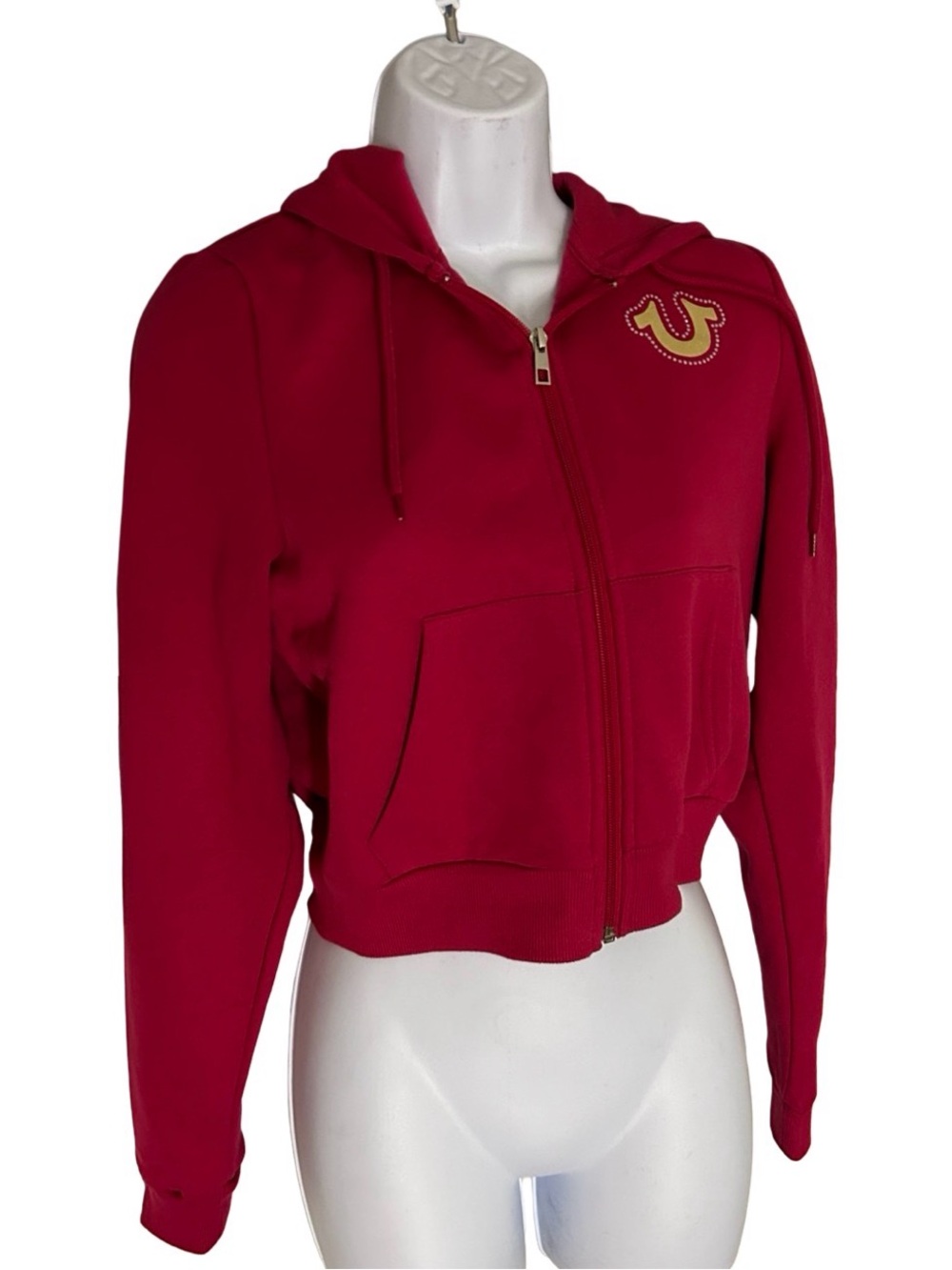 TRUE RELIGION BLING GLITTER SILVER WINGS FLEECE ZIP UP HOODIE NWT - Picture 3 of 11
